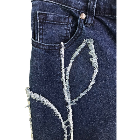 DG2 Diane Gilman Women Wide Leg Jeans Boho Blue Floral Embroidered Pants 4 - Picture 3 of 7